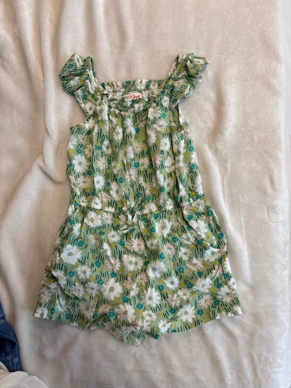 Cat & Jack 2T floral print short romper summer toddler girl green